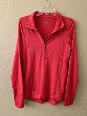 Champion DuoDry Red Quarter Zip Athletic Long Sleeve Top - Size Small